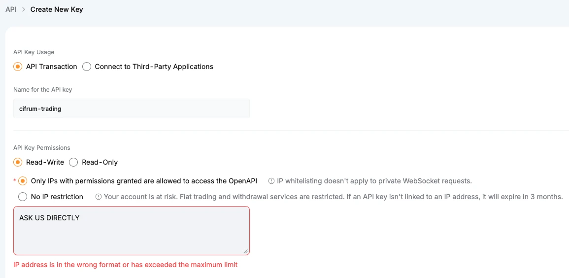 Bybit API keys