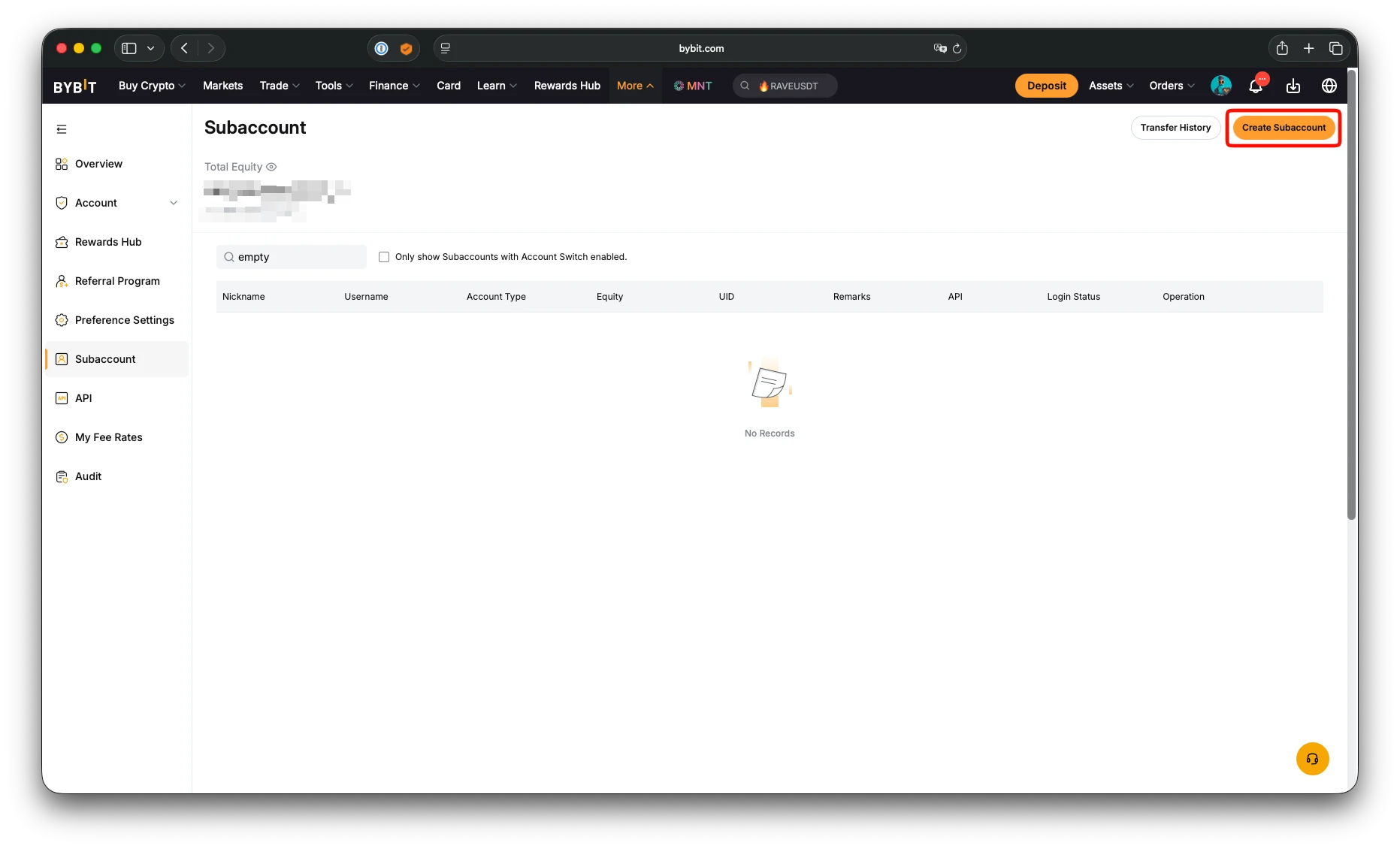 Bybit subaccount