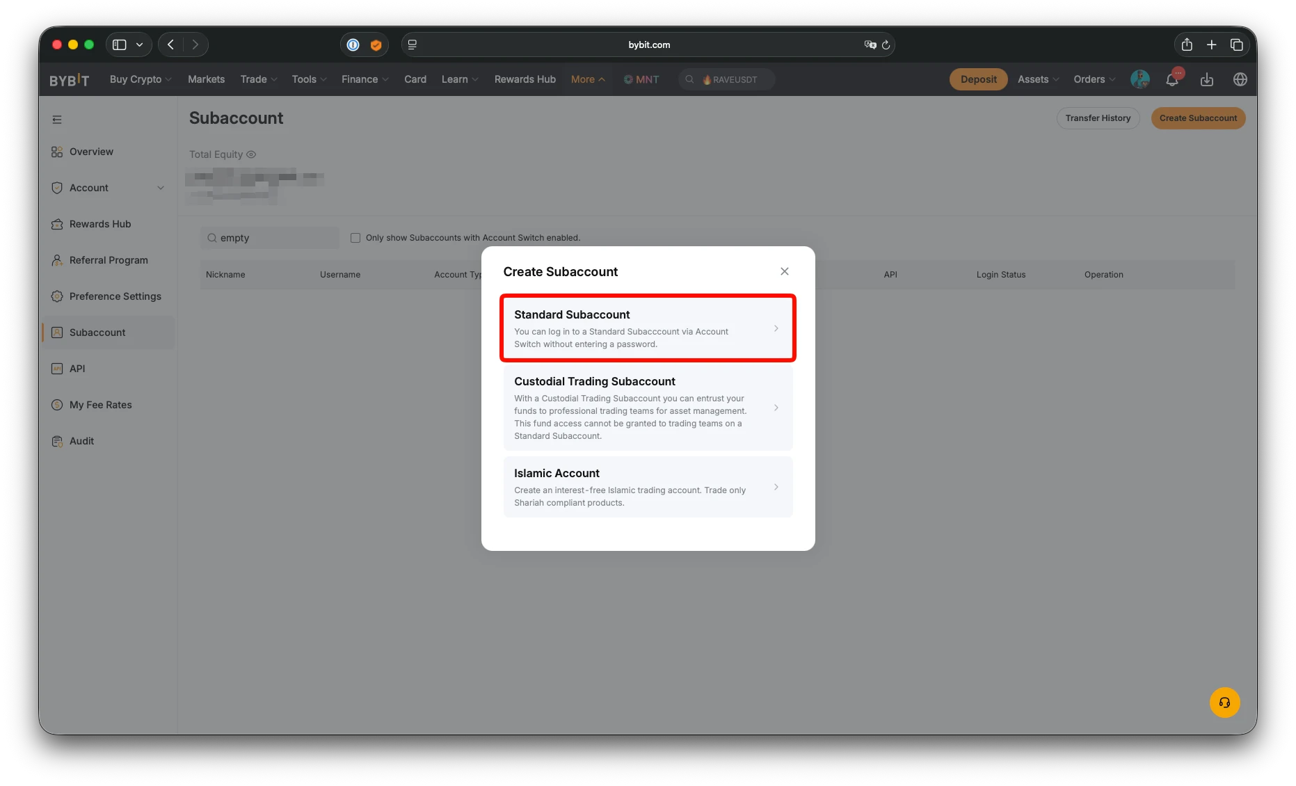 Bybit subaccount