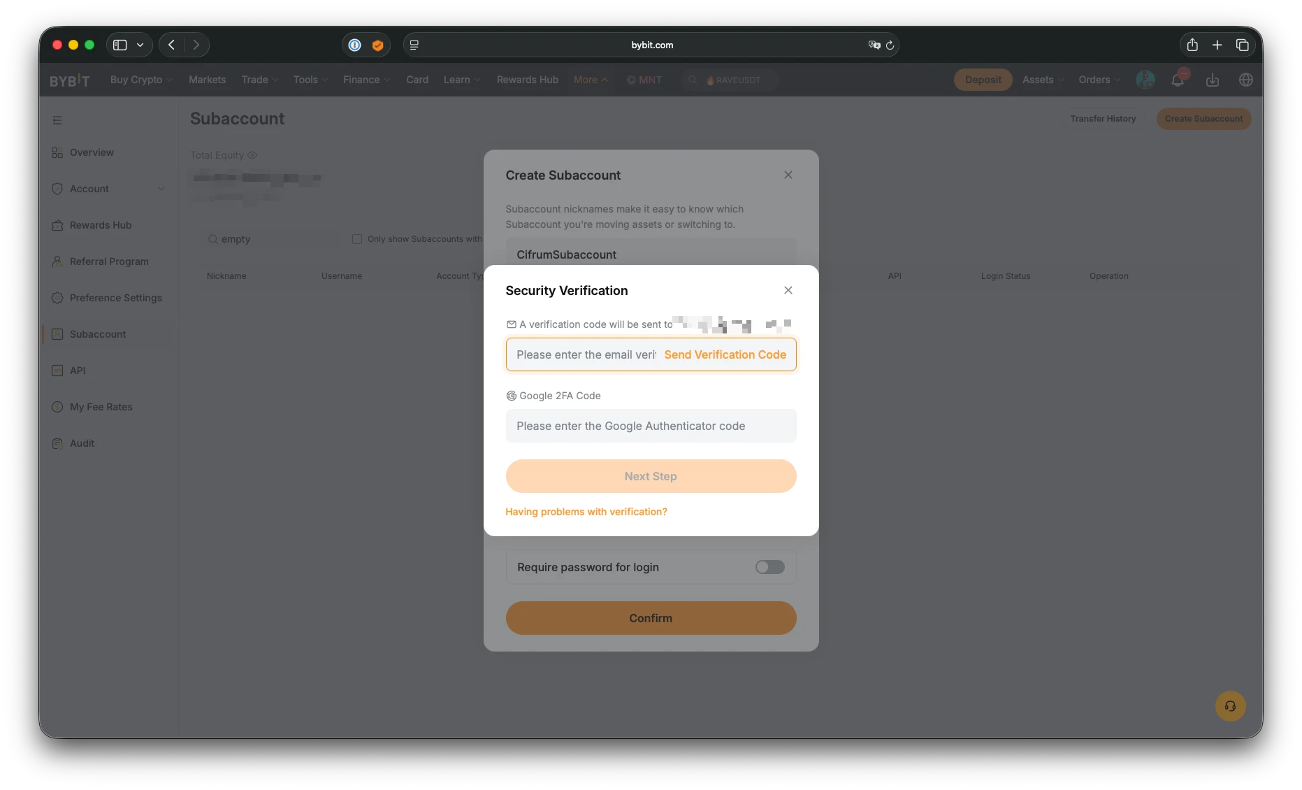 Bybit subaccount