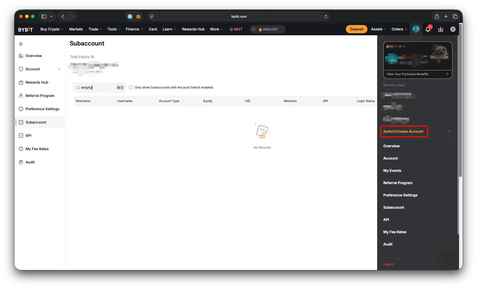 Bybit subaccount