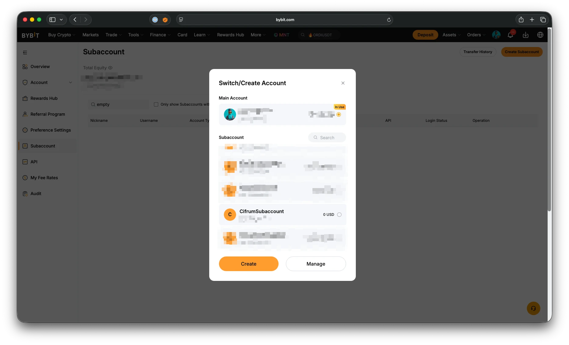 Bybit subaccount