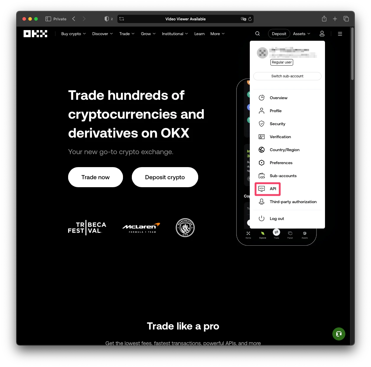 OKX API keys