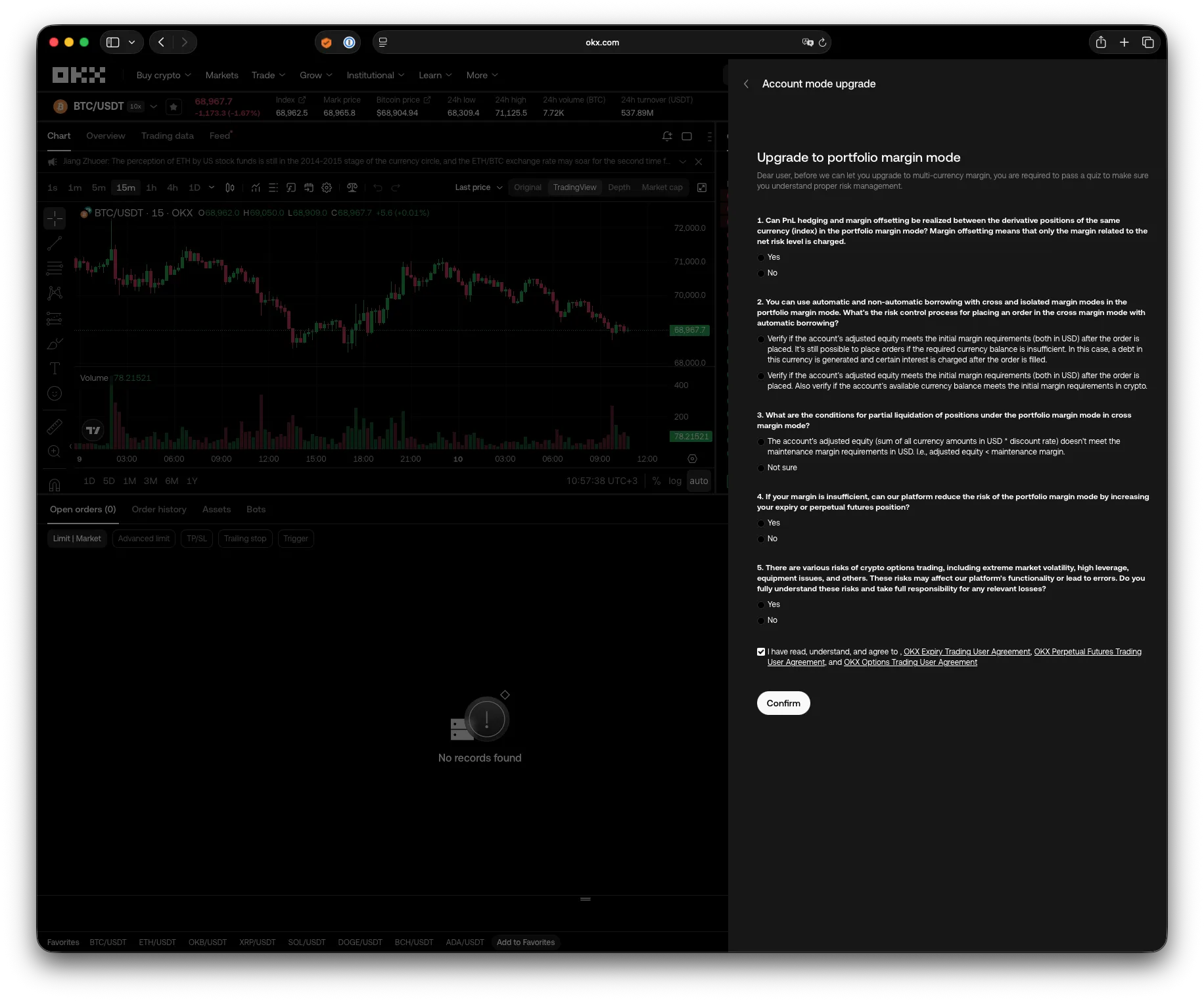 OKX Upgrade to portfolio margin mode