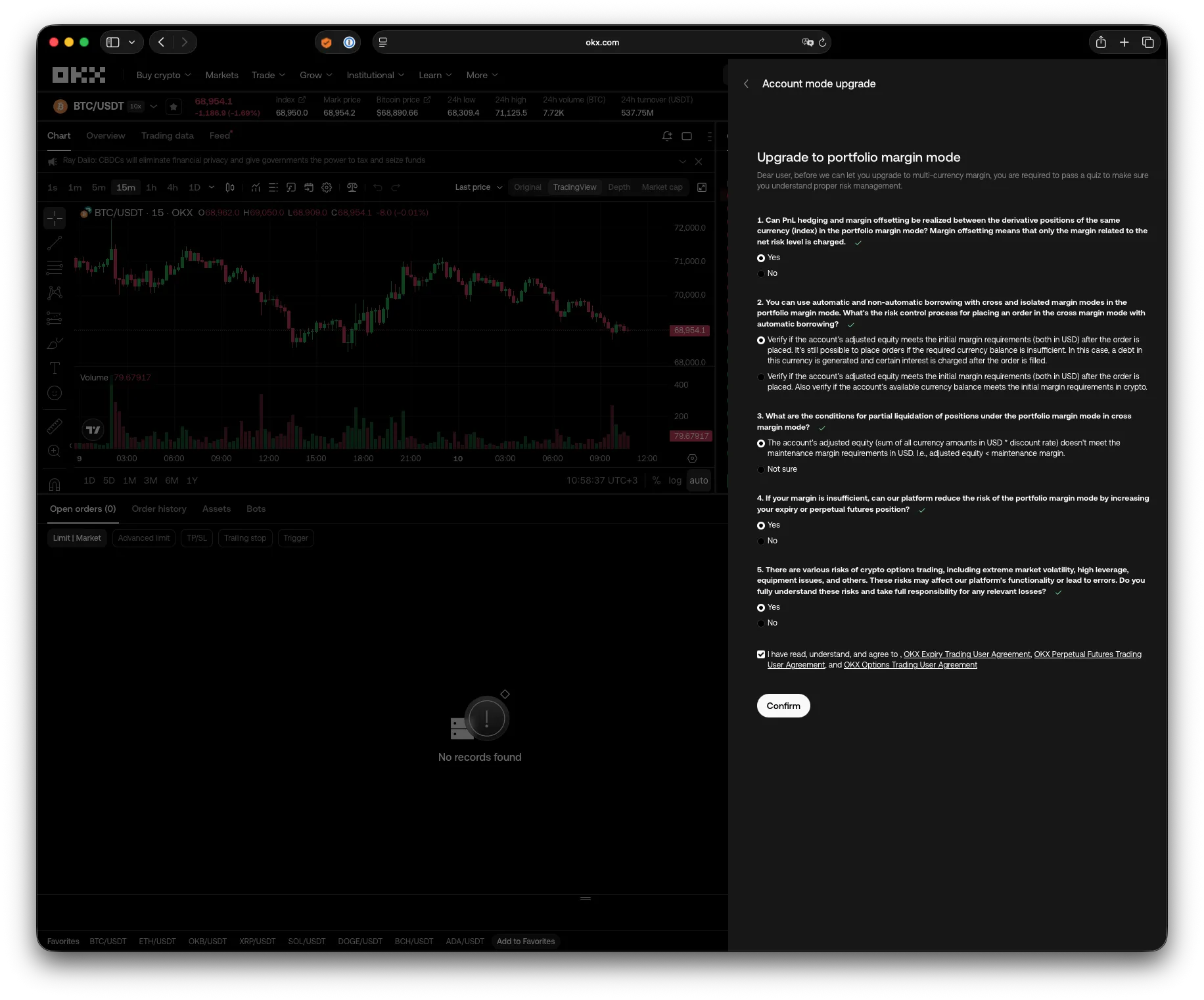 OKX Upgrade to portfolio margin mode