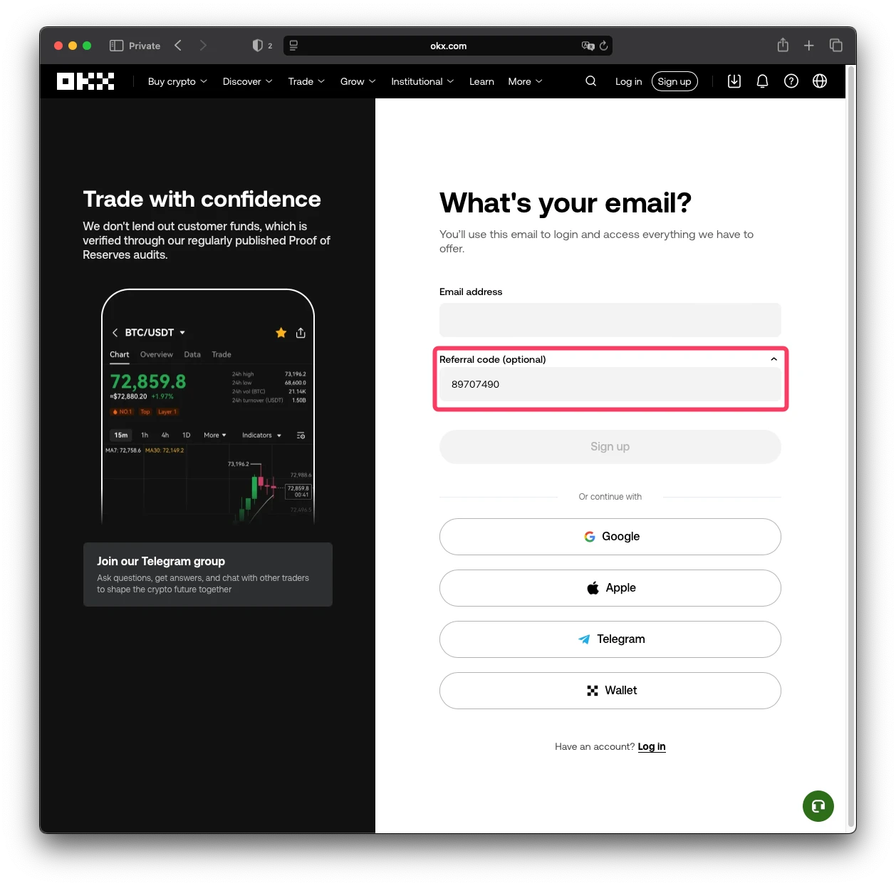 OKX signup